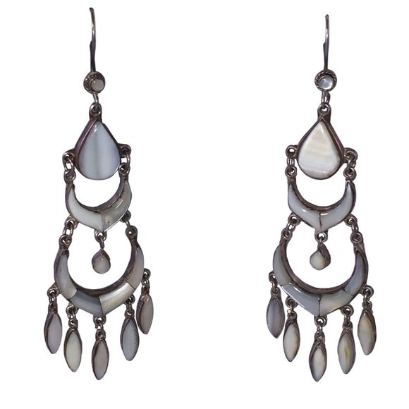 handmade Jewelry Sterling Silver Chandelier Earrings With Mother Of